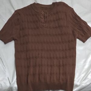 SHEIN Brown Textured Polo Shirt